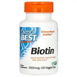 Вітамін B7 Doctor's Best Biotin 5000 мкг 120 веган капсул