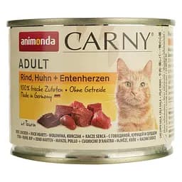 Вологий корм для котів Animonda Carny Adult Beef, Chicken + Duck hearts з яловичиною, куркою та качиними серцями 200 г - мініатюра 2