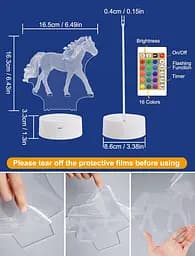 3D Нічник FULLOSUN Horse Gifts для дівчаток 16 кольорів - мініатюра 4