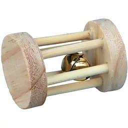 Игрушка для грызунов Trixie Валик деревянный, со звонком, 3.5х5 см