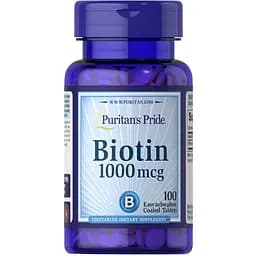 Витамины и минералы Puritan's Pride Biotin 1000 mcg, 100 капсул