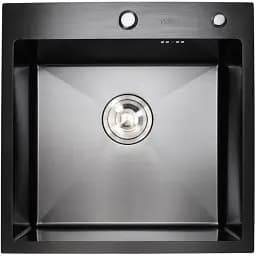 Кухонна мийка Platinum Handmade PVD з нержавіючої сталі 3 мм квадратна 50x50x22 см чорна (000032261)