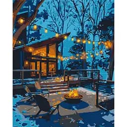 Картина за номерами на підрамнику Brushme Вечір у світлі гірлянд