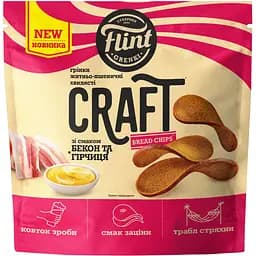 Грінки житньо-пшеничні Flint Craft Grenki зі смаком Бекон та гірчиця хвилясті 80 г