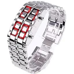 Часы-браслет Led Watch Iron Samurai Серебристый с красными светодиодами (IBW012SR)