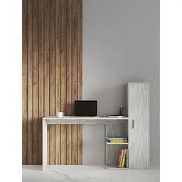 Стол компьютерный с пеналом на дверке и полочками из ДСП II S-13 Бетон