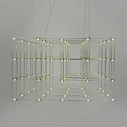 Золотая геометрическая люстра в форме параллелепипеда 95*60*60 см | Ст. MJ 199-950*600*600 Titanium Line F