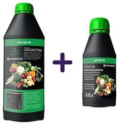 Набір: добриво Plantin Growstim Rougevert для овочів 1 л + добриво Plantin Growstim Rougevert для овочів 0.25 л