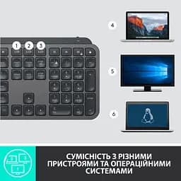 Клавіатура Logitech MX Keys Advanced for Business Wireless Illuminated UA Graphite (920-010251) - мініатюра 11
