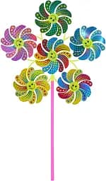 Ветряная вертушка, диаметр 30 см, 6 цветков 10 см, палочка 30 см, фольга, 24x26x4 см