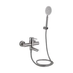 Смеситель для ванны Brinex Pure 006 с поворотным изливом (с душевым гарнитуром) BRIPUR006NKL Nickel