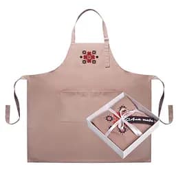 Водоотталкивающий передник универсальный Ideia с этно вышивкой и карманом бежевый (8000035654)