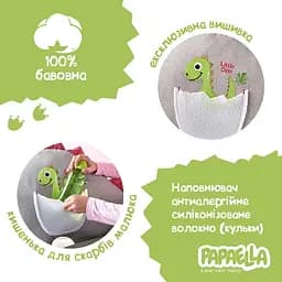 Подушка-іграшка Papaella Динозавр, розмір 95х43 см, колір горошок червоний/сірий (08-73541) - мініатюра 2