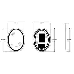 Дзеркало Zerix Fusion MV01-60x80-Reverse з LED Touch, Anti-fog, димером, регулятором яскравості ZX6068 - мініатюра 4