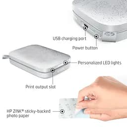 Фотодрукарка портативна HP Sprocket White 2"x3" 313x400dpi Zink 64MB Bluetooth колір білий (HPISPW) - мініатюра 2