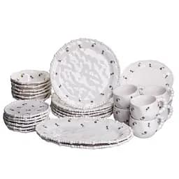 Столовый набор посуды тарелок и чашек 32 предмета на 6 персон Pearl фарфоровый Yiwu YY78-4A