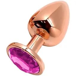 Металева анальна пробка Wooomy Tralalo Rose Gold Metal Plug Magenta L