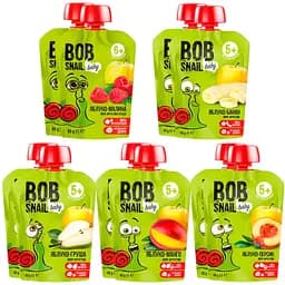 Набор фруктового пюре Bob Snail с разными вкусами 900 г (90 г x 10 шт.)