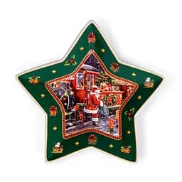 Блюдо сервірувальне новорічне для закусок Santa 25.5 з порцеляни Yiwu HP-SDHK-20