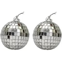 Набір ялинкових куль дзеркальні кулі Диско 2 шт D6 см сріблястий пластик (031658)