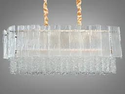 Витончена кришталева люстра овальної форми на 10 ламп, золото