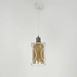 Стильний білий підвіс з серії Лофт із янтарним плафоном Line.F 12055/1 WT+AM