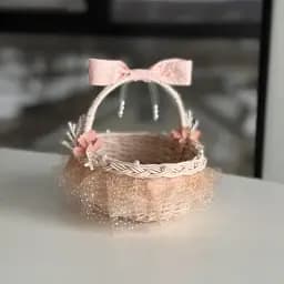 Пасхальная корзина 15х12х13см hand-made MIS LT розовая с розовым декором мини