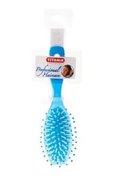 Щітка масажна міні овальна Titania з прогумованою ручкою, 7 рядів, синій (1822 син)