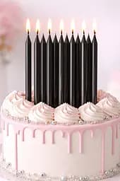 Набір свічок для торта 12 шт чорний, тонкі святкові свічки slim candles для дня народження, декоративні свічки для прикрашання - мініатюра 2