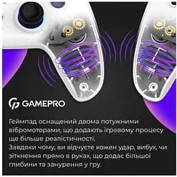 Геймпад Bluetooth джойстик GamePro GPS-13W Bluetooth 5.3/USB (PC/iOS/Android/PS3/PS4) RGB White - мініатюра 8