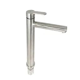 F10801-2 (H801) Змішувач для умивальника нержавіюча сталь високий гусак гайка Ø35 Frap 1/10 Нержавіюча сталь