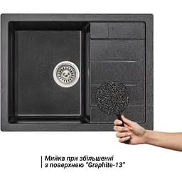 Кухонна мийка Lidz 650x500/200 GRF-13 графіт (LIDZGRF13650500200) - мініатюра 6