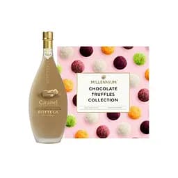Набір: Лікер Bottega Caramel Cream 17% 0.5 л + Цукерки Millennium Luxury Truffle 195 г