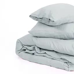 Комплект постільної білизни MirSon Natural Linen Caspian льон двоспальний сіро-блакитний (2200008248253) - мініатюра 2