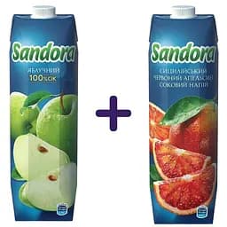 Набор: сок Sandora Яблочный 950 мл + соковый напиток Sandora Сицилийский красный апельсин 950 мл