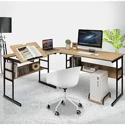 Комп'ютерний стіл Costway Fulton з регульованою панеллю в стилі Loft - мініатюра 2
