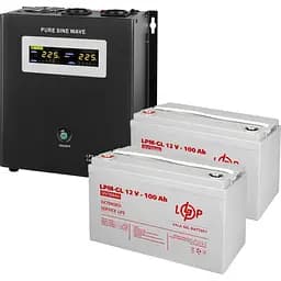 Джерело безперебійного живлення (ДБЖ) LogicPower W1500 + 2 x LPM-GL батарея 12V - 100Ah (19801) [110356]