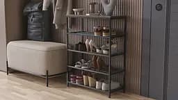 Полиця для взуття Слайм 4 Ferrum-decor 820x630x260 Чорний метал ДСП Дуб Сонома Трюфель 16 мм (FRD-105163) - мініатюра 4