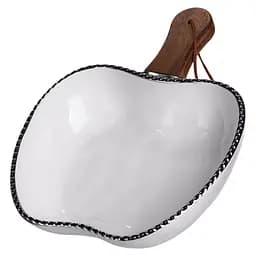 Тарілка порцелянова глибока з ручкою Яблуко 25×20×5 (см) блюдо сервірувальне з ручкою для подачі тарілка сковорода Срібло Yiwu ZJH-14-4