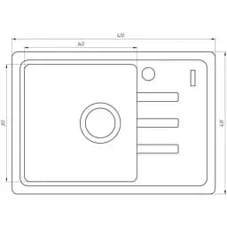 Гранітна мийка Globus Lux Mono графіт 620x435мм-А0001 000022399, Графит - мініатюра 6