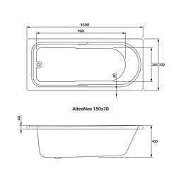 Ванна акрилова Volle Altea Neo 160x70 1228.001670 Білий - мініатюра 2