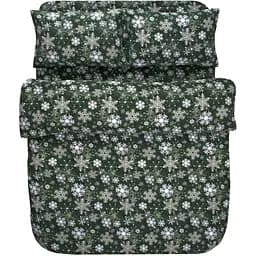 Постільна білизна Lotus Home Фланель Snowflake євро зелено-біла (svt-2000022336635)
