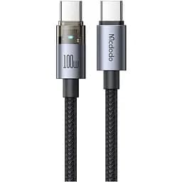 Кабель Mcdodo 100W USB-C to USB-C Transparent Cable with Charging Light 1.2 м CA-5580 Чорний