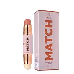 Хайлайтер і рум'яна Bogenia Match Stick Highlighter & Blush комбіновані, стік (BG637), 01 Айворі / Кораловий