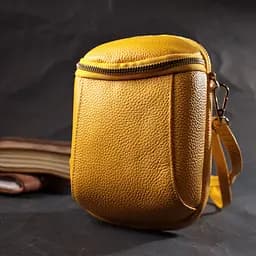 Модна сумка для жінок із м'якої натуральної шкіри Vintage 22342 жовта - мініатюра 6