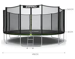 Батут із внутрішньою сіткою Zipro Jump Pro 16 футів 496 см чорно-зелений (5902659840752) - мініатюра 9