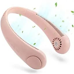 Міні вентилятор на шию акумуляторний A206 (рожевий)