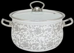 Кастрюля эмалированная Infinity Вензель, со стеклянной крышкой, 24 см, 6,5 л, белый с серым (6367443)