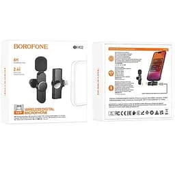 Петличний бездротовий мікрофон Borofone BFK12 Trophy lavalier Lightning Black - мініатюра 6