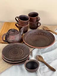 Столовий сервіз керамічного (глиняного) посуду для чаювання на 4 чоловік Гладкий